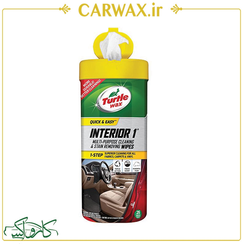 تصویر  دستمال میکروفایبر مرطوب 10*10 ترتل واکس Turtle Wax Interior 1 Wipes