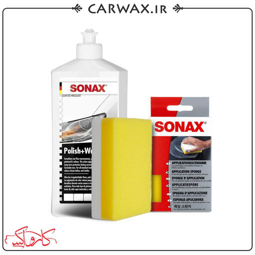 پک پد کاربردی اسفنجی و پولیش واکس همرنگ سفید بدنه خودرو سوناکس Sonax Application Sponge And Polish & Wax For White Pack