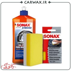 پک پد کاربردی اسفنجی و ژل براق کننده و مراقبت کننده تایر اکستریم سوناکس Sonax Application Sponge & GlanzGel Tire Gel Pack