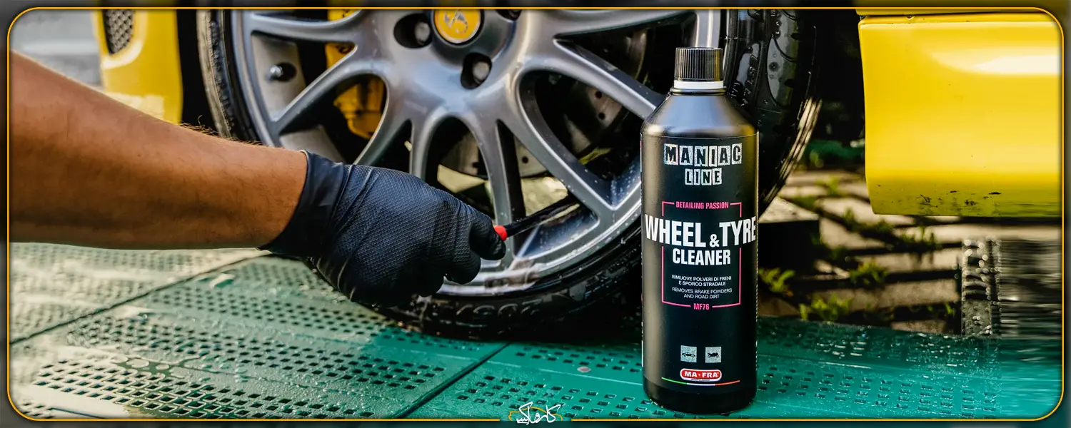 اسپری رینگ و لاستیک شوی خودرو مانیاک مفرا Mafra Maniac Line Wheel & Tire Cleaner 1L | کارواکس مرکز دیتیلینگ خودرو | بررسی و خرید آنلاین اسپری رینگ و لاستیک شوی خودرو مانیاک مفرا