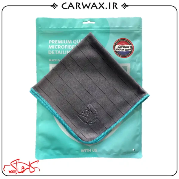 دستمال میکروفایبر کربن شیشه 40* 40 ویداس With Us Carbon Window Cloth 350 gsm - Image 1